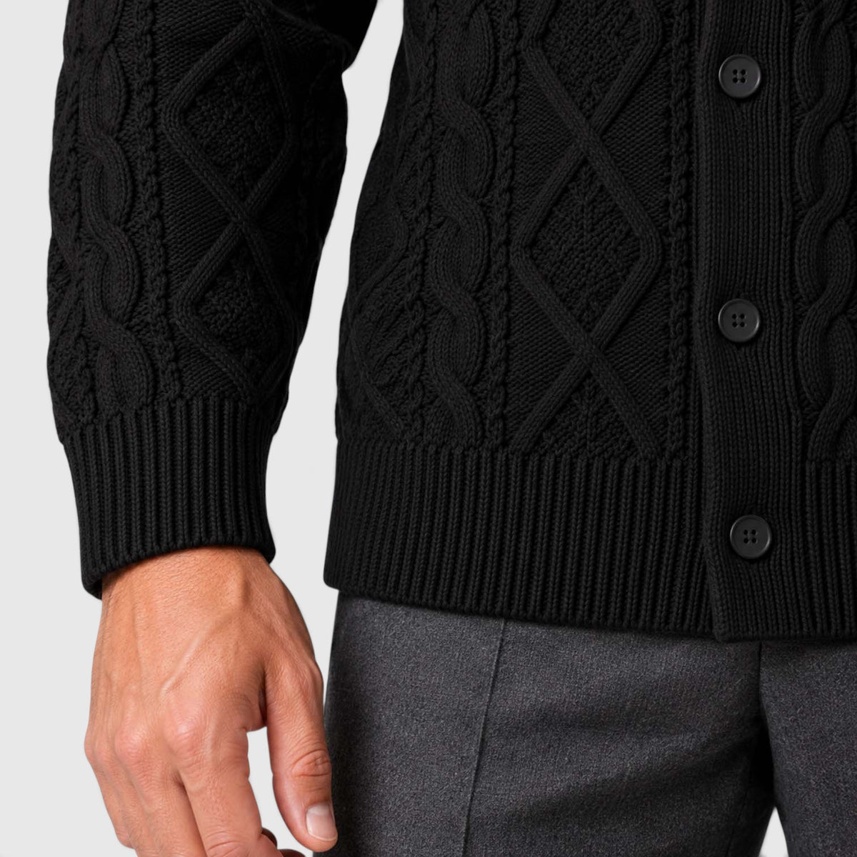 Monvaline | Men's Button Front Cable Knit Sweater Cardigan for Layering