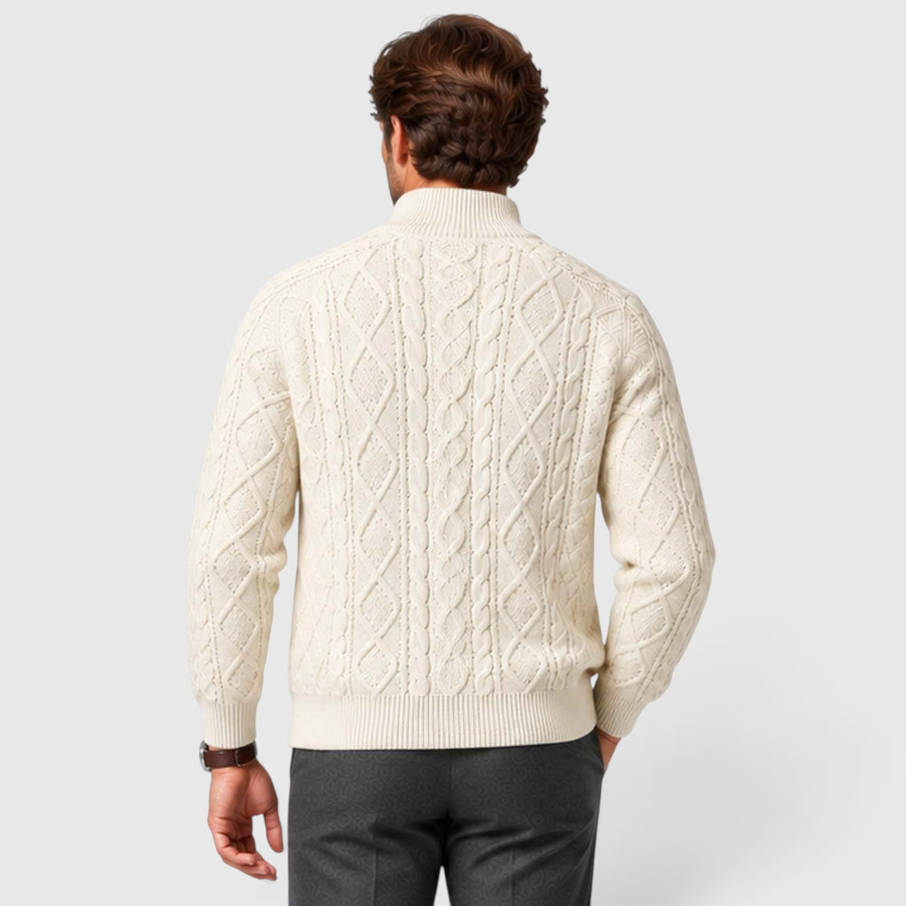 Monvaline | Men's Button Front Cable Knit Sweater Cardigan for Layering