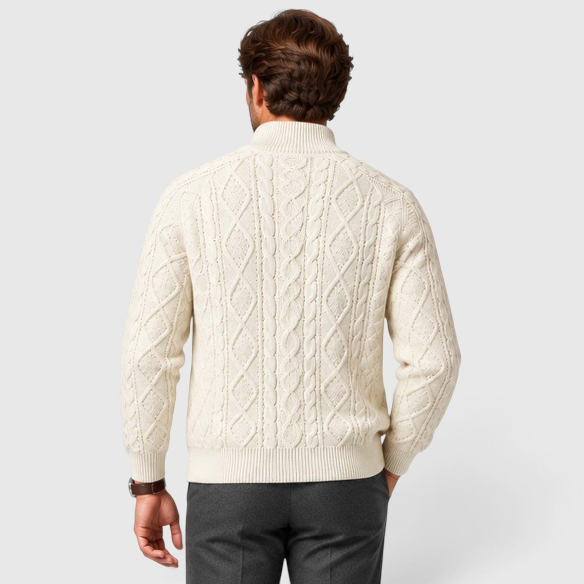 Monvaline | Men's Button Front Cable Knit Sweater Cardigan for Layering