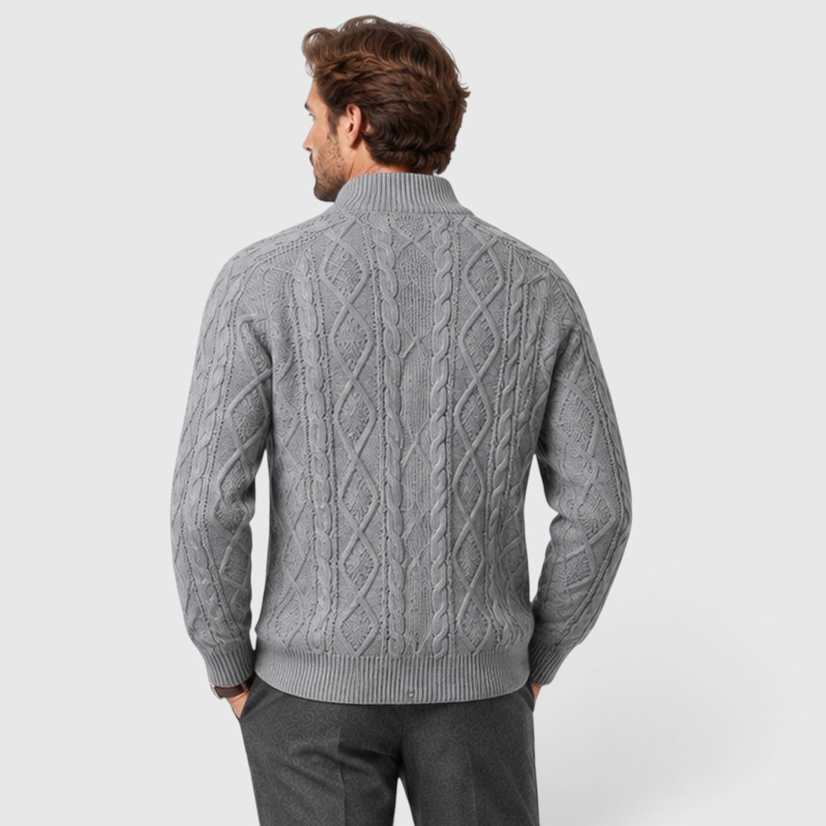 Monvaline | Men's Button Front Cable Knit Sweater Cardigan for Layering
