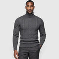 Monvaline | Men's Cable Knit Roll Neck Jumper for Winter Warmth