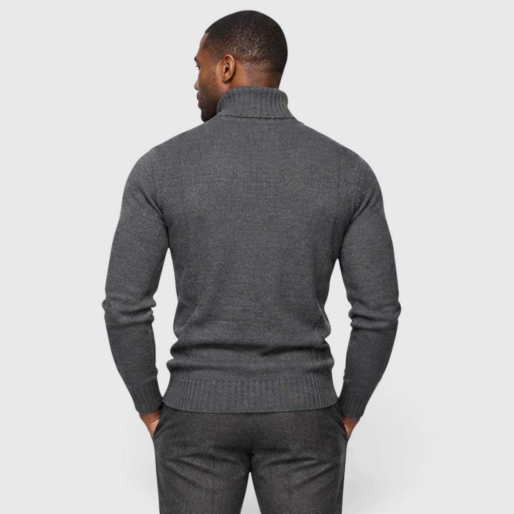 Monvaline | Men's Cable Knit Roll Neck Jumper for Winter Warmth