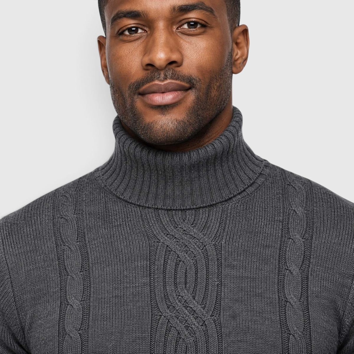 Monvaline | Men's Cable Knit Roll Neck Jumper for Winter Warmth