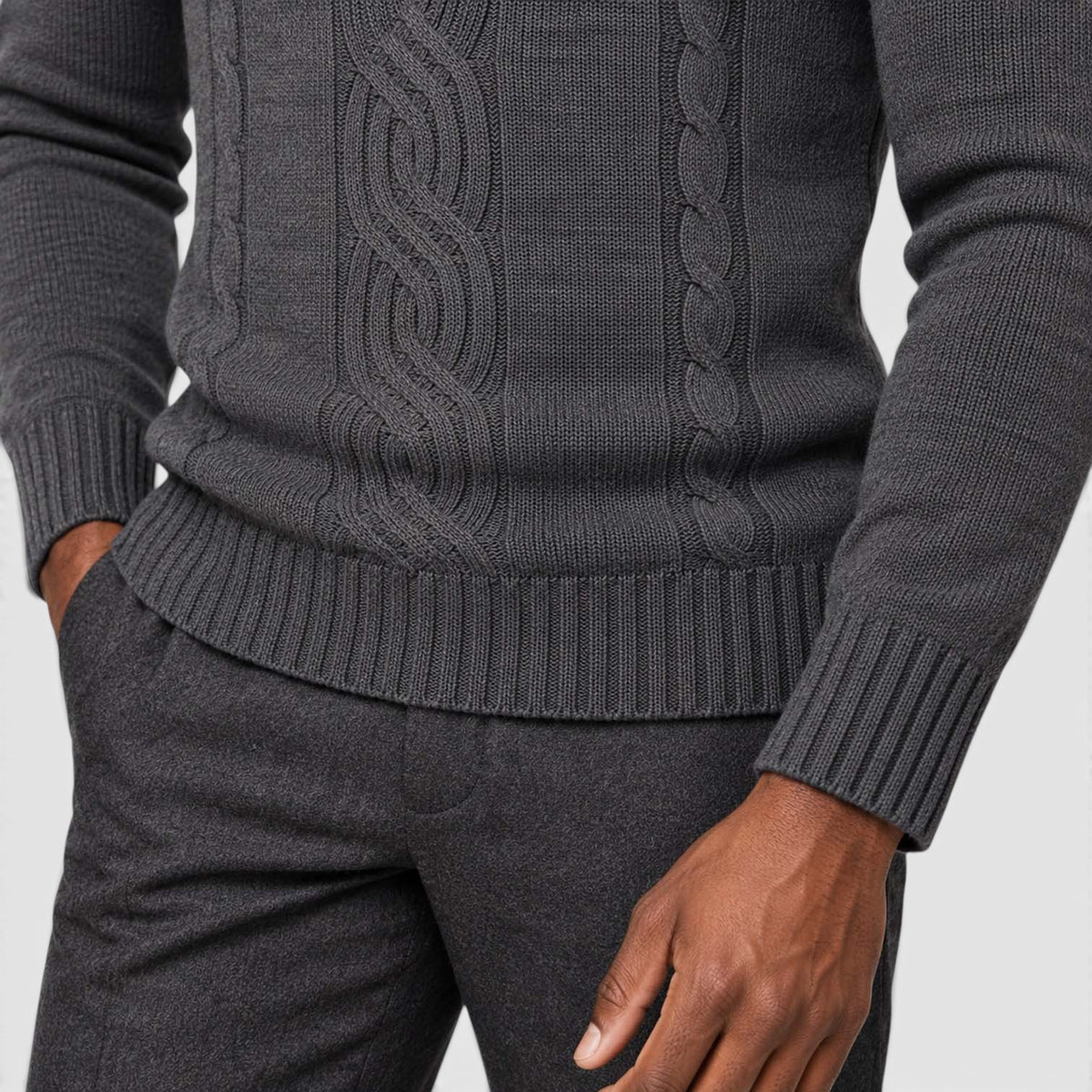 Monvaline | Men's Cable Knit Roll Neck Jumper for Winter Warmth
