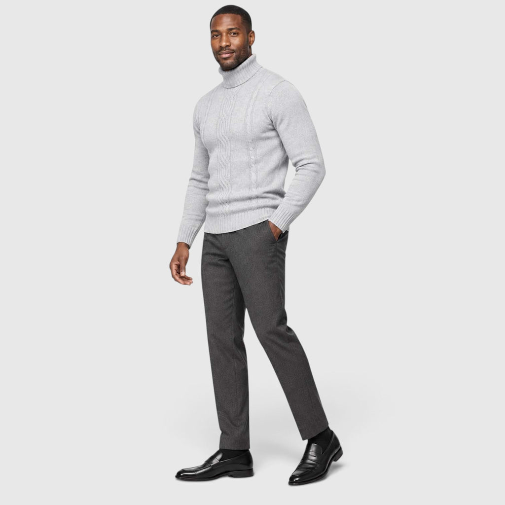 Monvaline | Men's Cable Knit Roll Neck Jumper for Winter Warmth