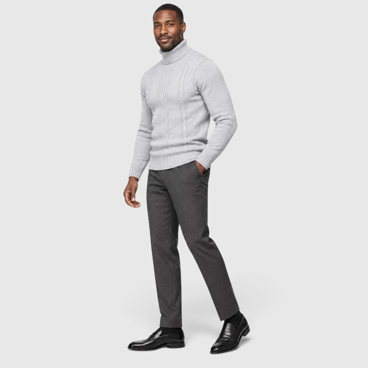 Monvaline | Men's Cable Knit Roll Neck Jumper for Winter Warmth