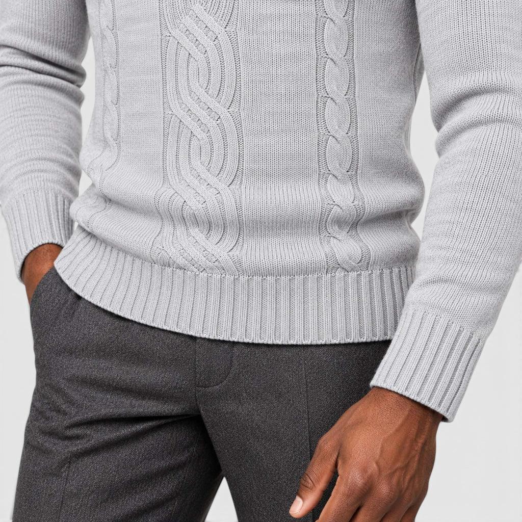 Monvaline | Men's Cable Knit Roll Neck Jumper for Winter Warmth