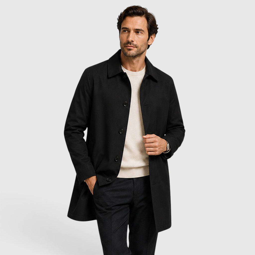 Monvaline | Men's Casual Mid-Length Trench Coat – Warm Casual Outerwear