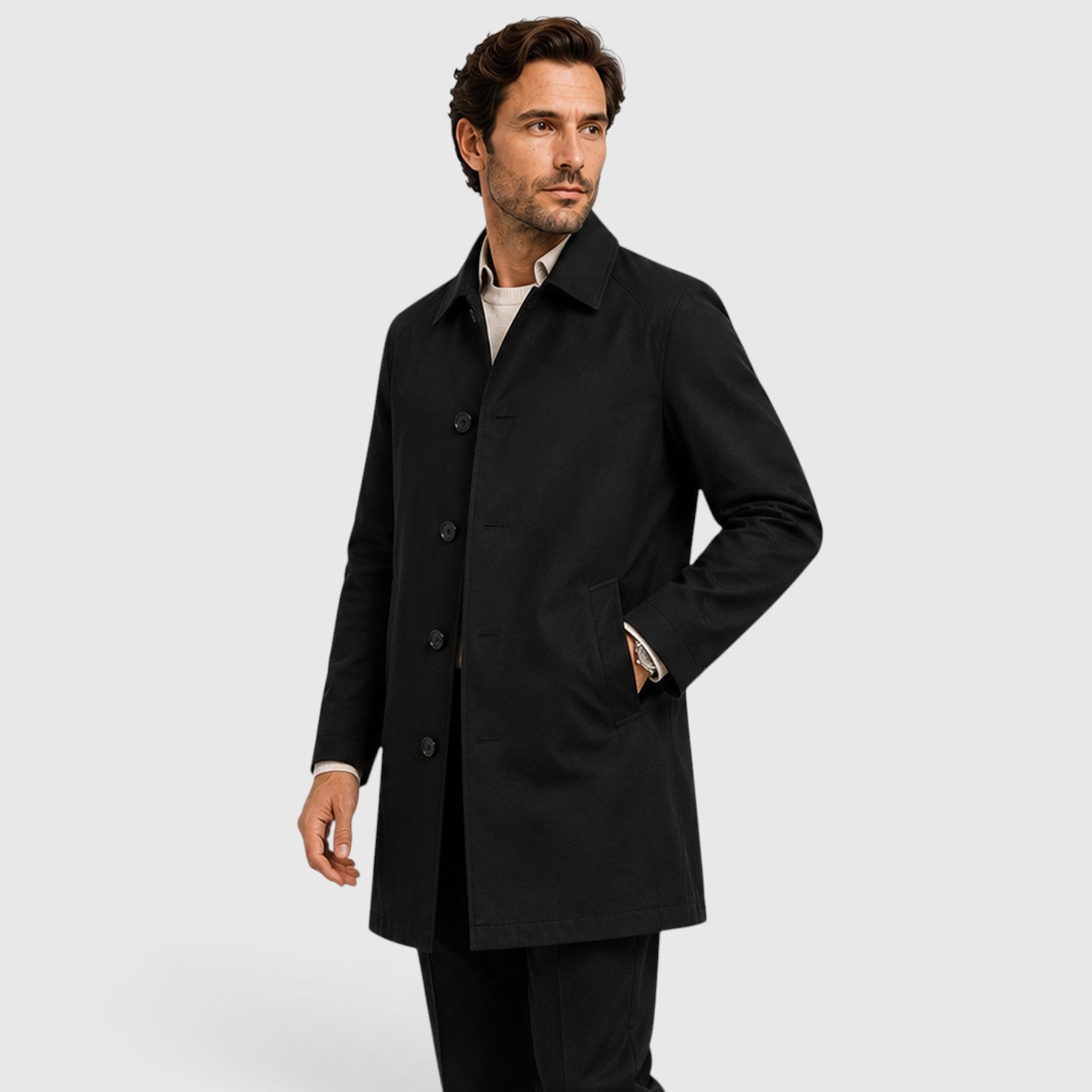 Monvaline | Men's Casual Mid-Length Trench Coat – Warm Casual Outerwear
