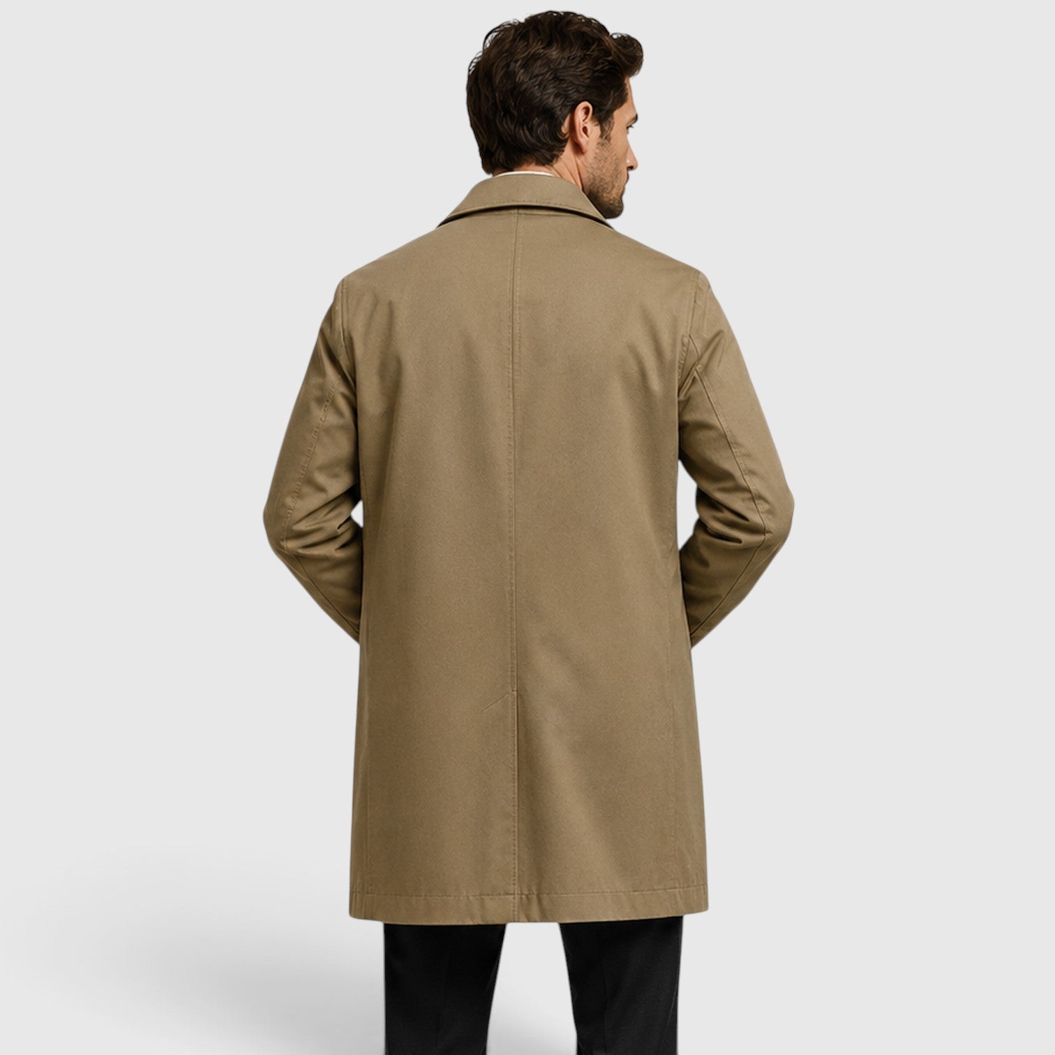 Monvaline | Men's Casual Mid-Length Trench Coat – Warm Casual Outerwear