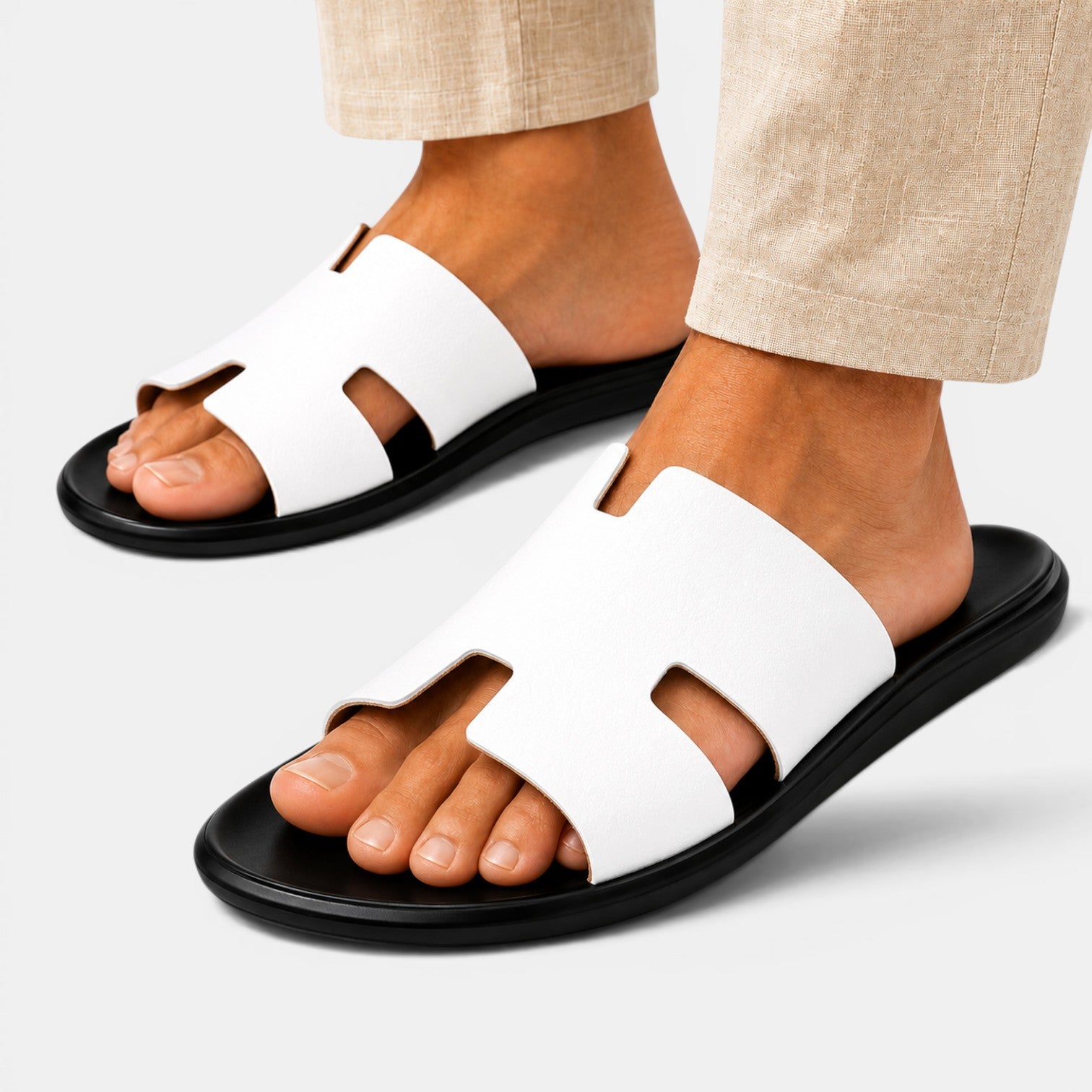Monvaline | Men's PU Leather Flip-Flop Sandals Comfort Casual Summer Slides