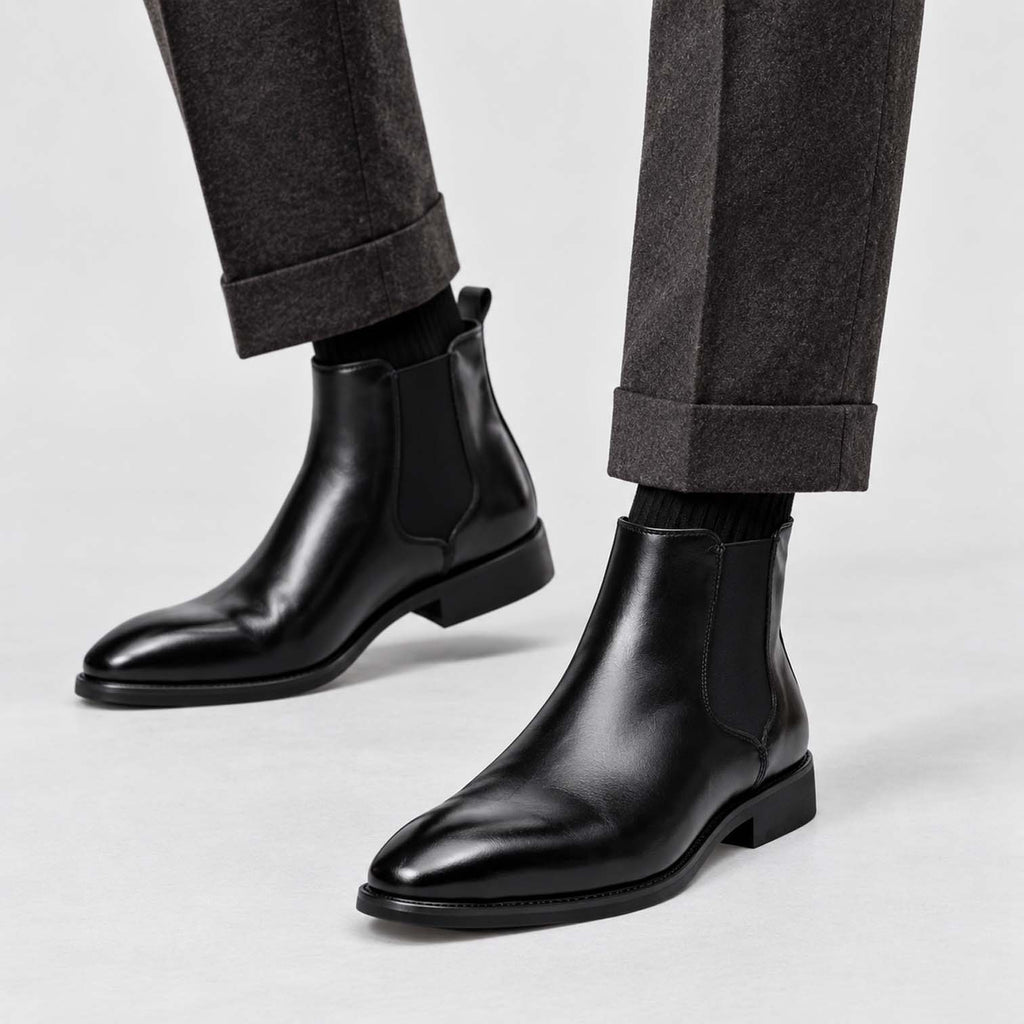 Monvaline | Men's Faux Leather Chelsea Boots Classic Slip-On