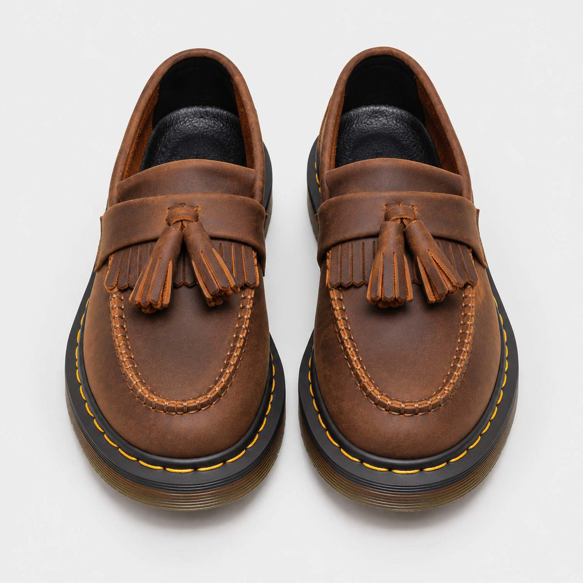 Monvaline | Men's Brown Tassel Loafers Chunky Sole British Style