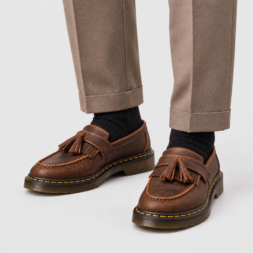 Monvaline | Men's Brown Tassel Loafers Chunky Sole British Style