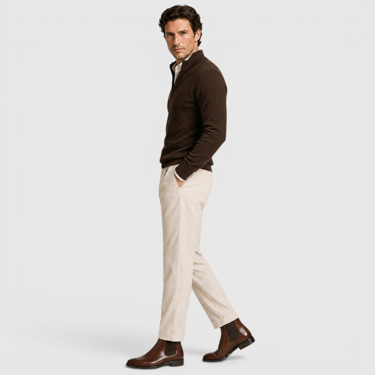 Monvaline | Men's Classic Leather Chelsea Boots for Business Casual