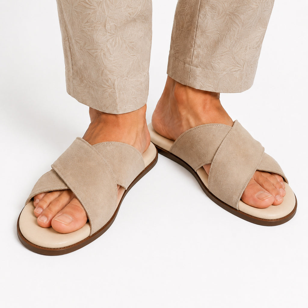 Monvaline | Men's Classic Suede Flip Flops Flat Sole Casual Beach Sandals