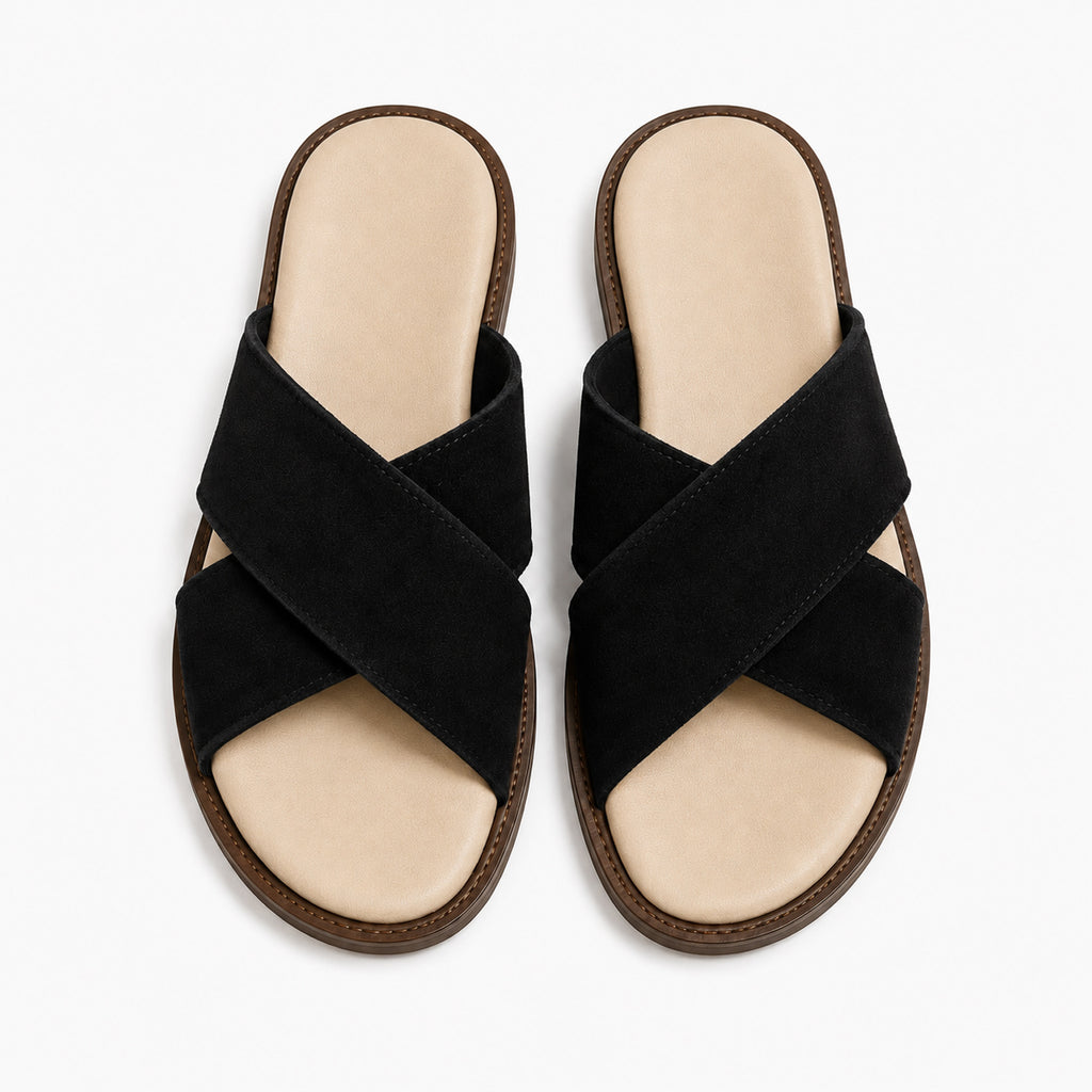 Monvaline | Men's Classic Suede Flip Flops Flat Sole Casual Beach Sandals