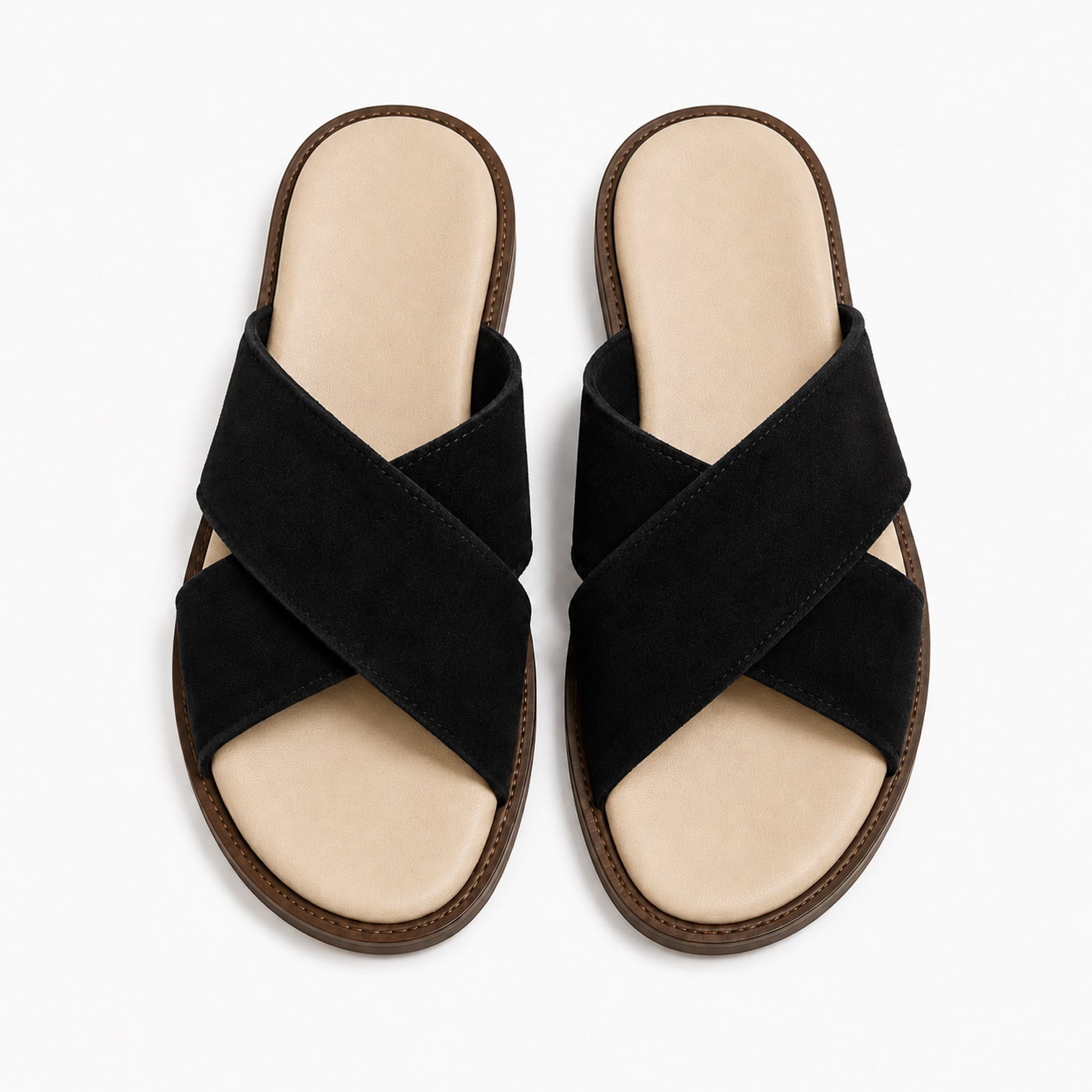 Monvaline | Men's Classic Suede Flip Flops Flat Sole Casual Beach Sandals