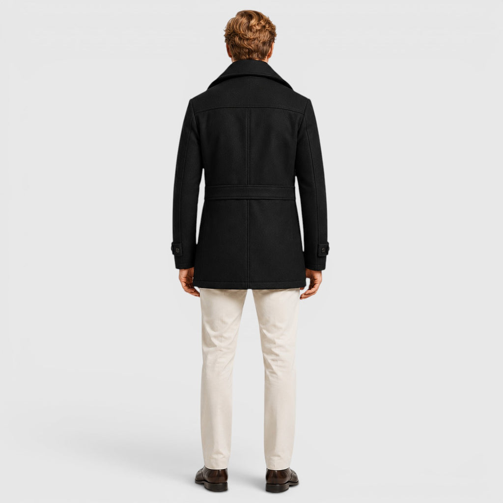 Monvaline | Men's Classic Wool Coat for Work and Casual Outfits