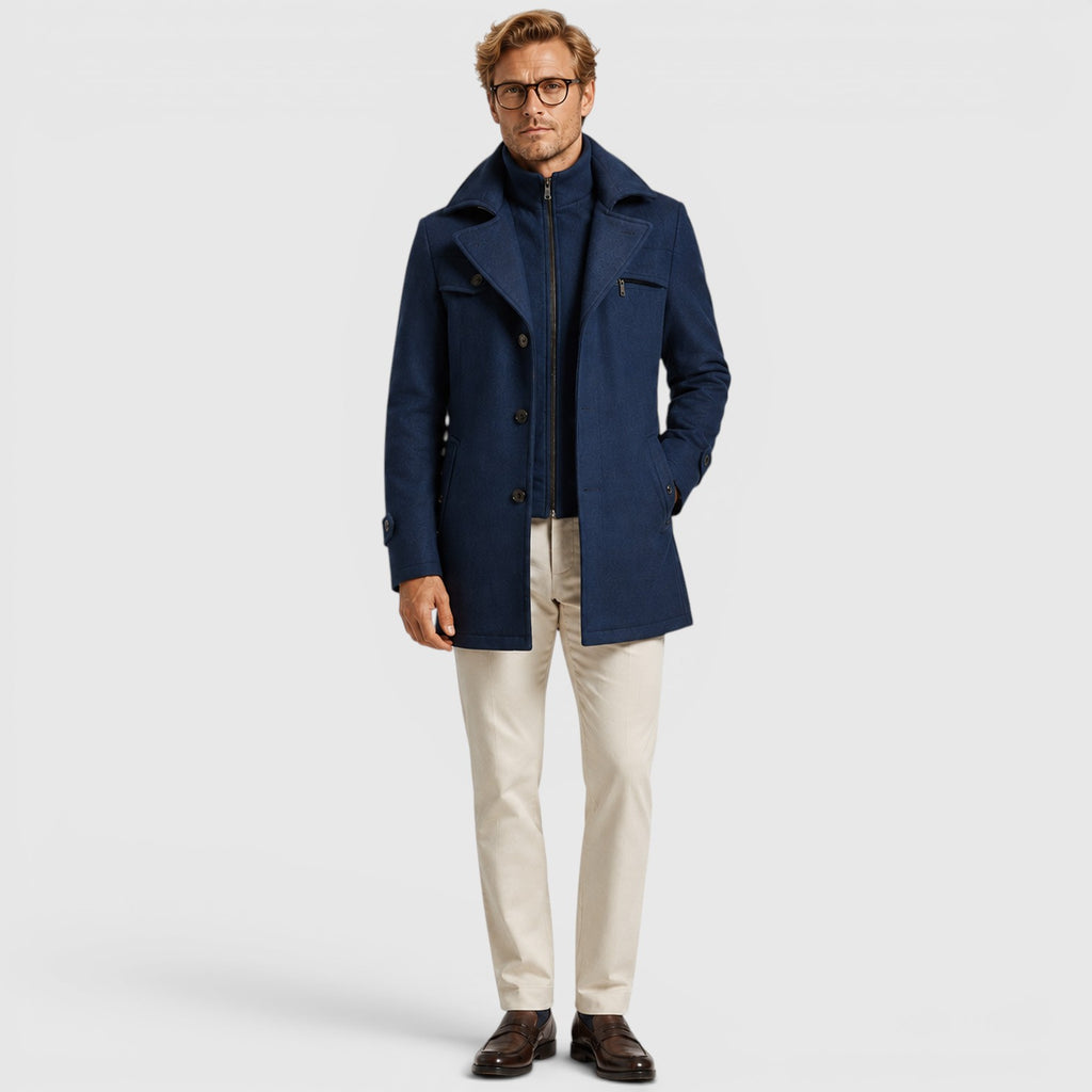Monvaline | Men's Classic Wool Coat for Work and Casual Outfits