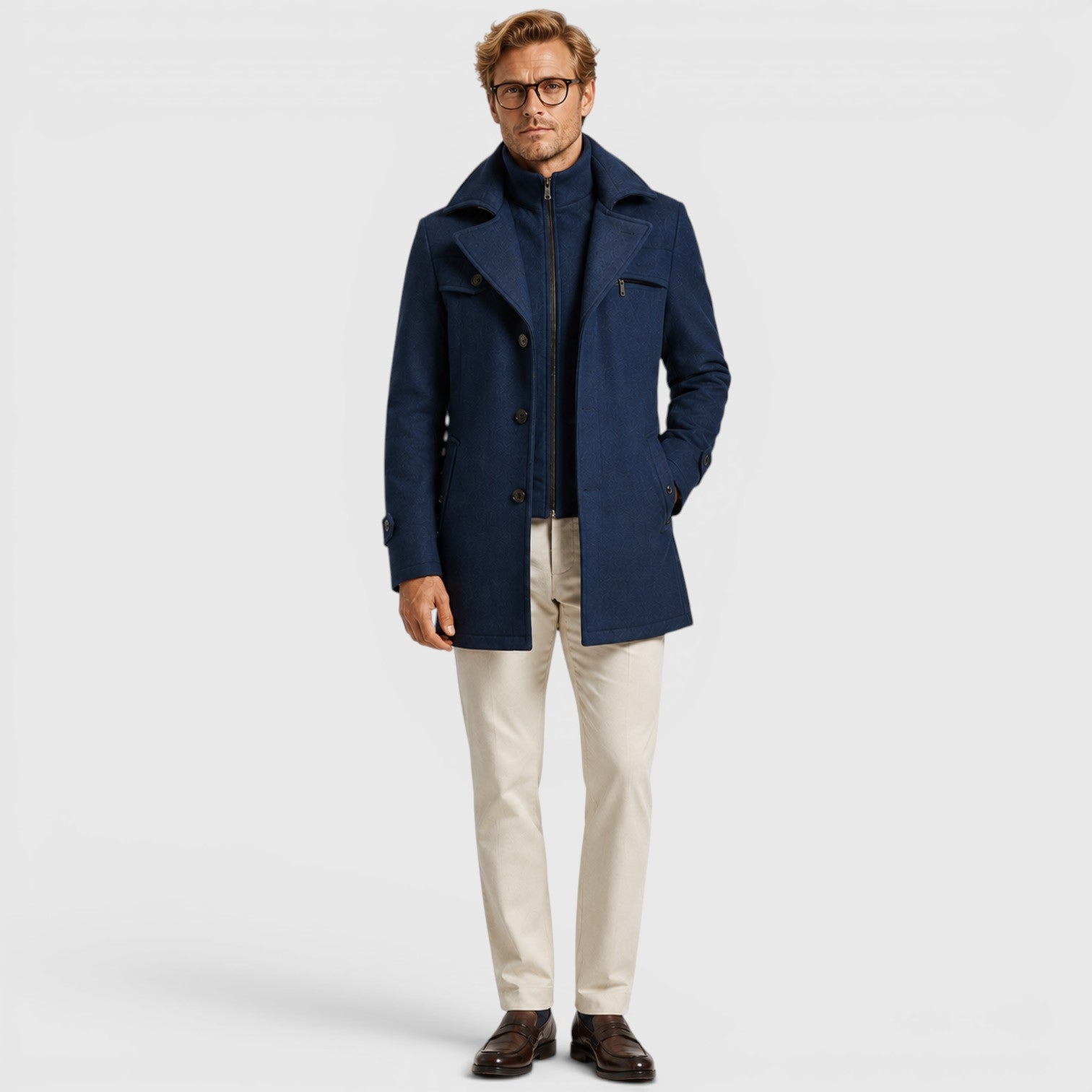 Monvaline | Men's Classic Wool Coat for Work and Casual Outfits