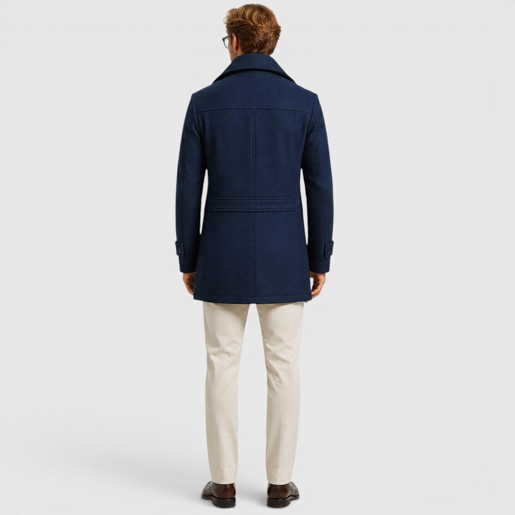 Monvaline | Men's Classic Wool Coat for Work and Casual Outfits