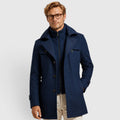 Monvaline | Men's Wool Blend Mid-Length Coat – Tailored Stand Collar