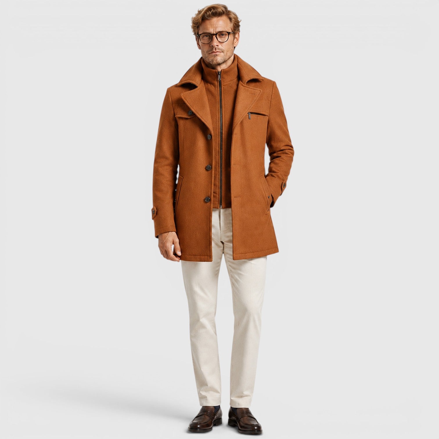 Monvaline | Men's Classic Wool Coat for Work and Casual Outfits