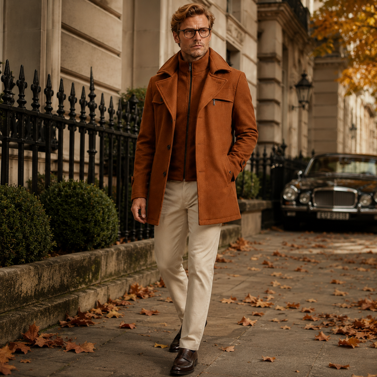 Monvaline | Men's Classic Wool Coat for Work and Casual Outfits