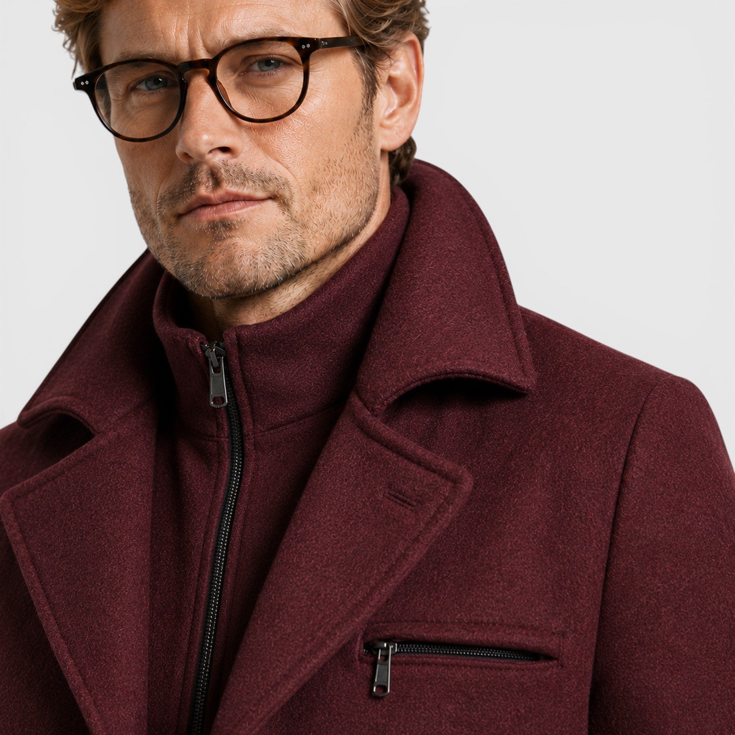 Monvaline | Men's Classic Wool Coat for Work and Casual Outfits