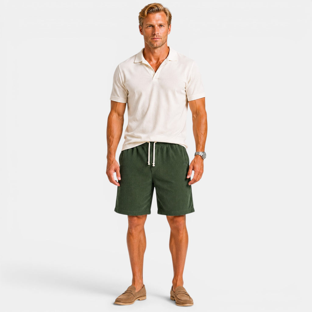 Monvaline | Men's Corduroy Drawstring Shorts for Summer Comfort