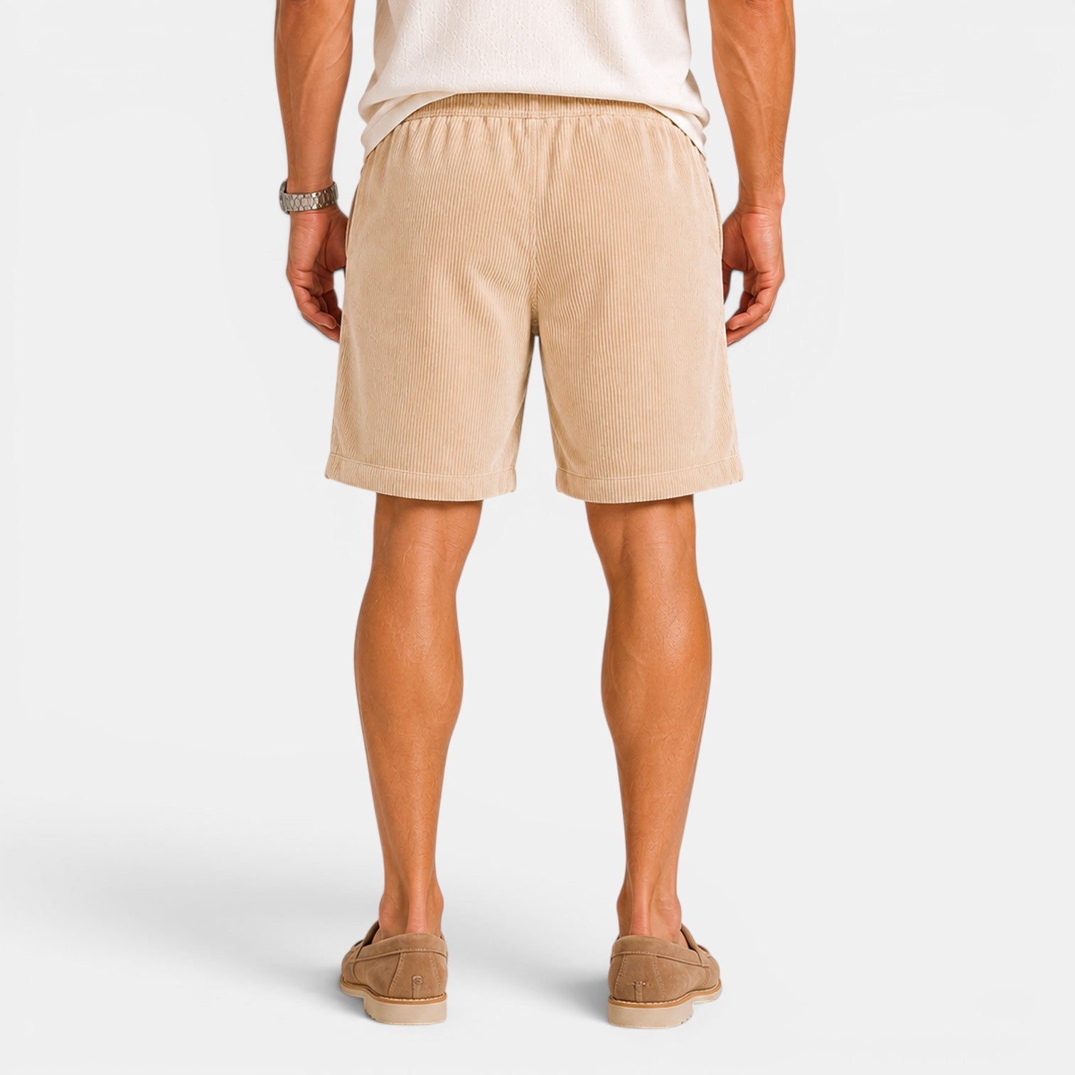 Monvaline | Men's Corduroy Drawstring Shorts for Summer Comfort
