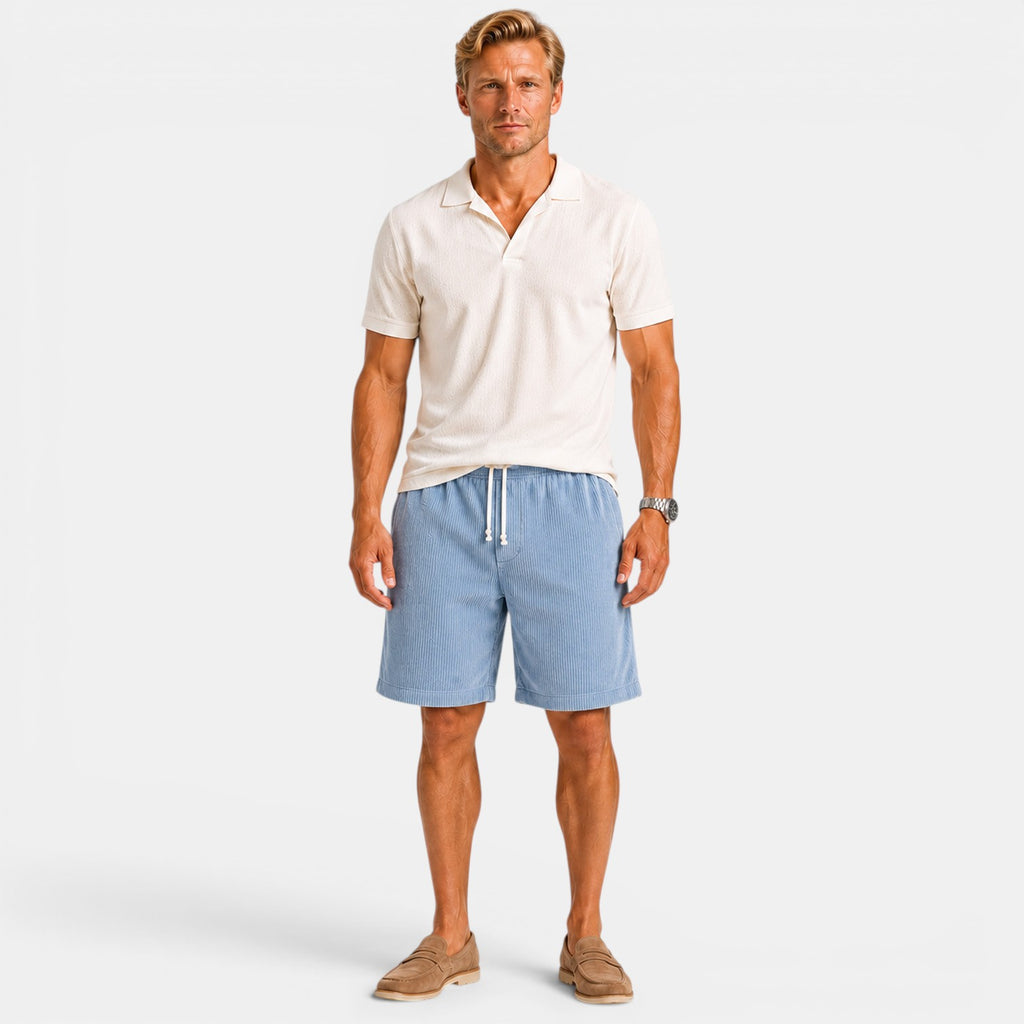 Monvaline | Men's Corduroy Drawstring Shorts for Summer Comfort