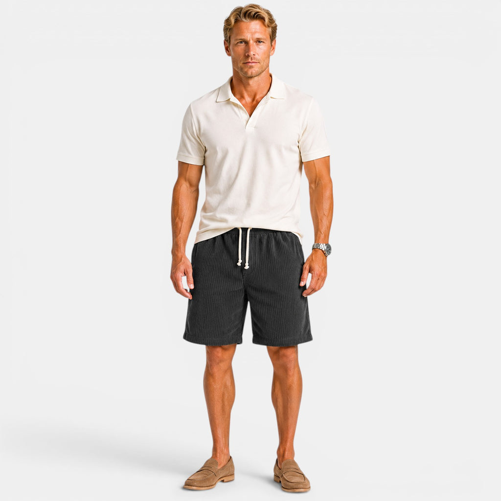 Monvaline | Men's Corduroy Drawstring Shorts for Summer Comfort
