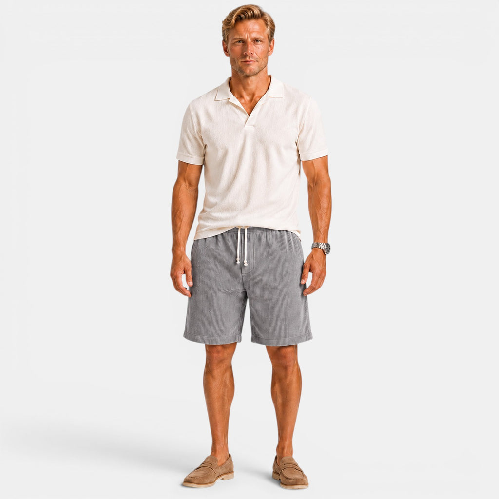 Monvaline | Men's Corduroy Drawstring Shorts for Summer Comfort