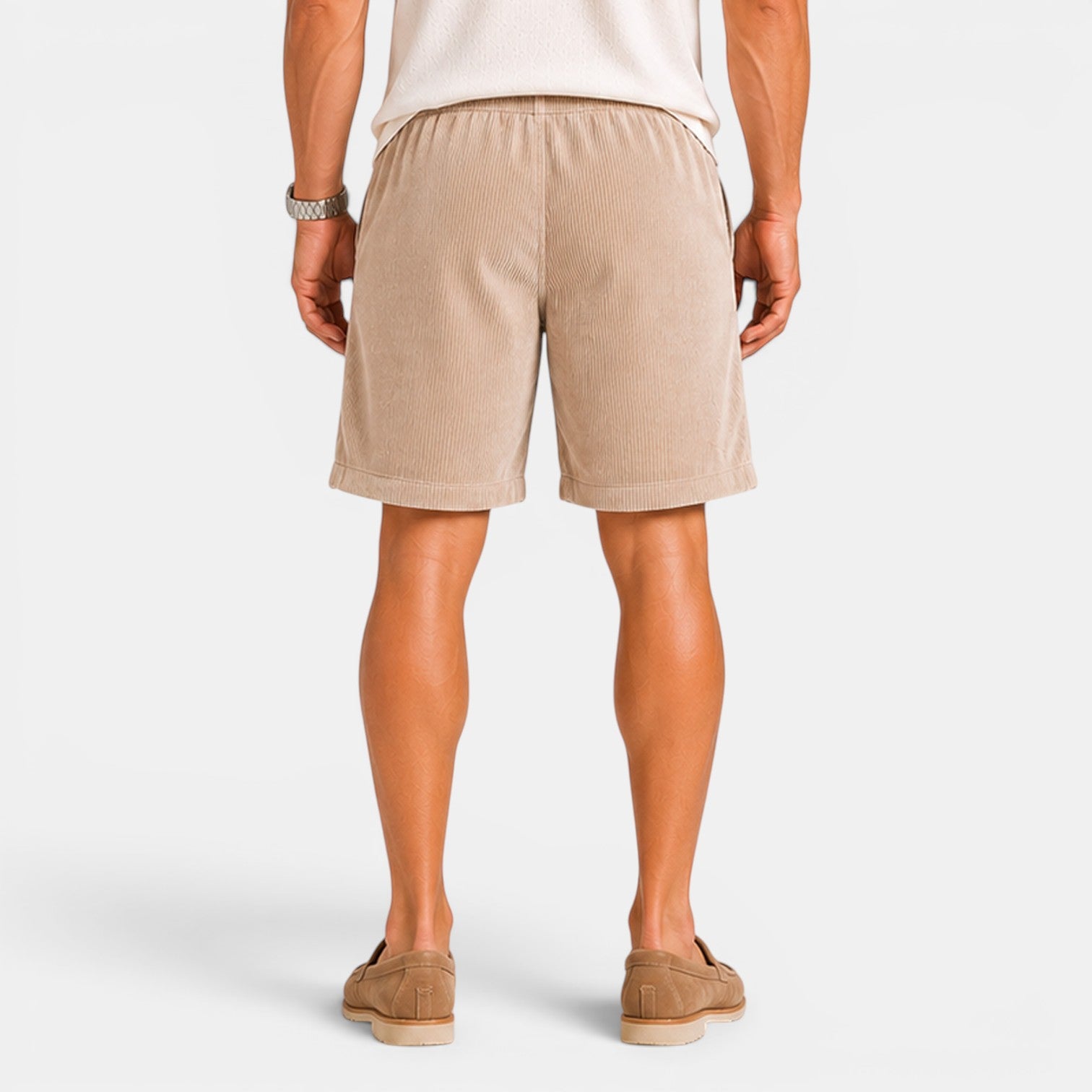 Monvaline | Men's Corduroy Drawstring Shorts for Summer Comfort