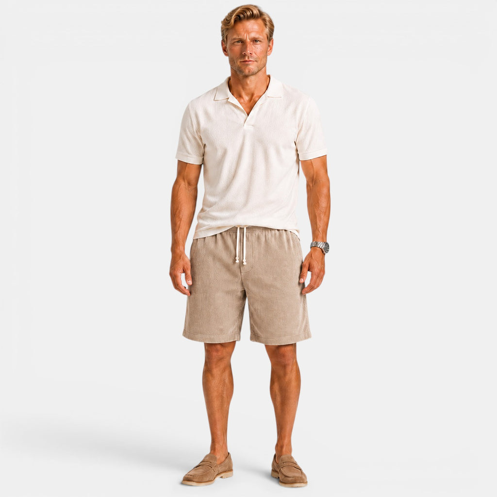 Monvaline | Men's Corduroy Drawstring Shorts for Summer Comfort