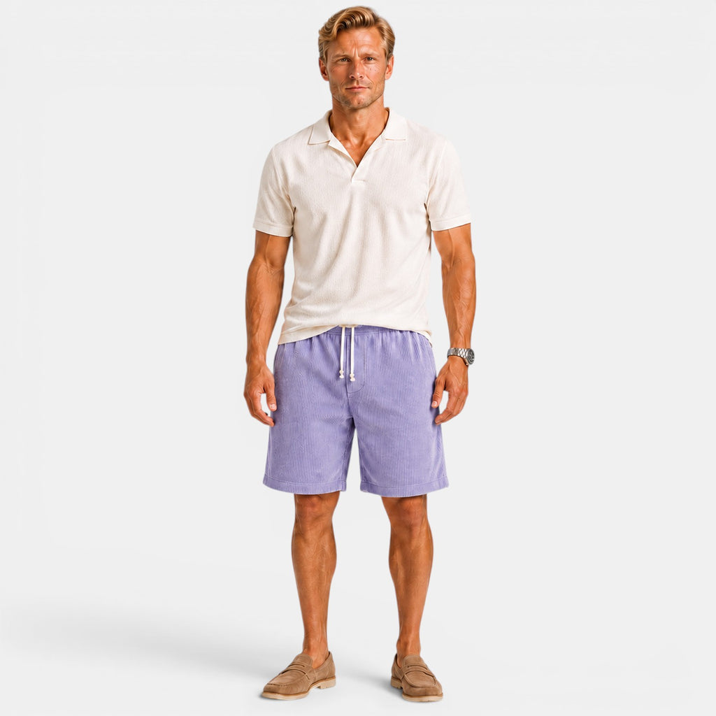 Monvaline | Men's Corduroy Drawstring Shorts for Summer Comfort