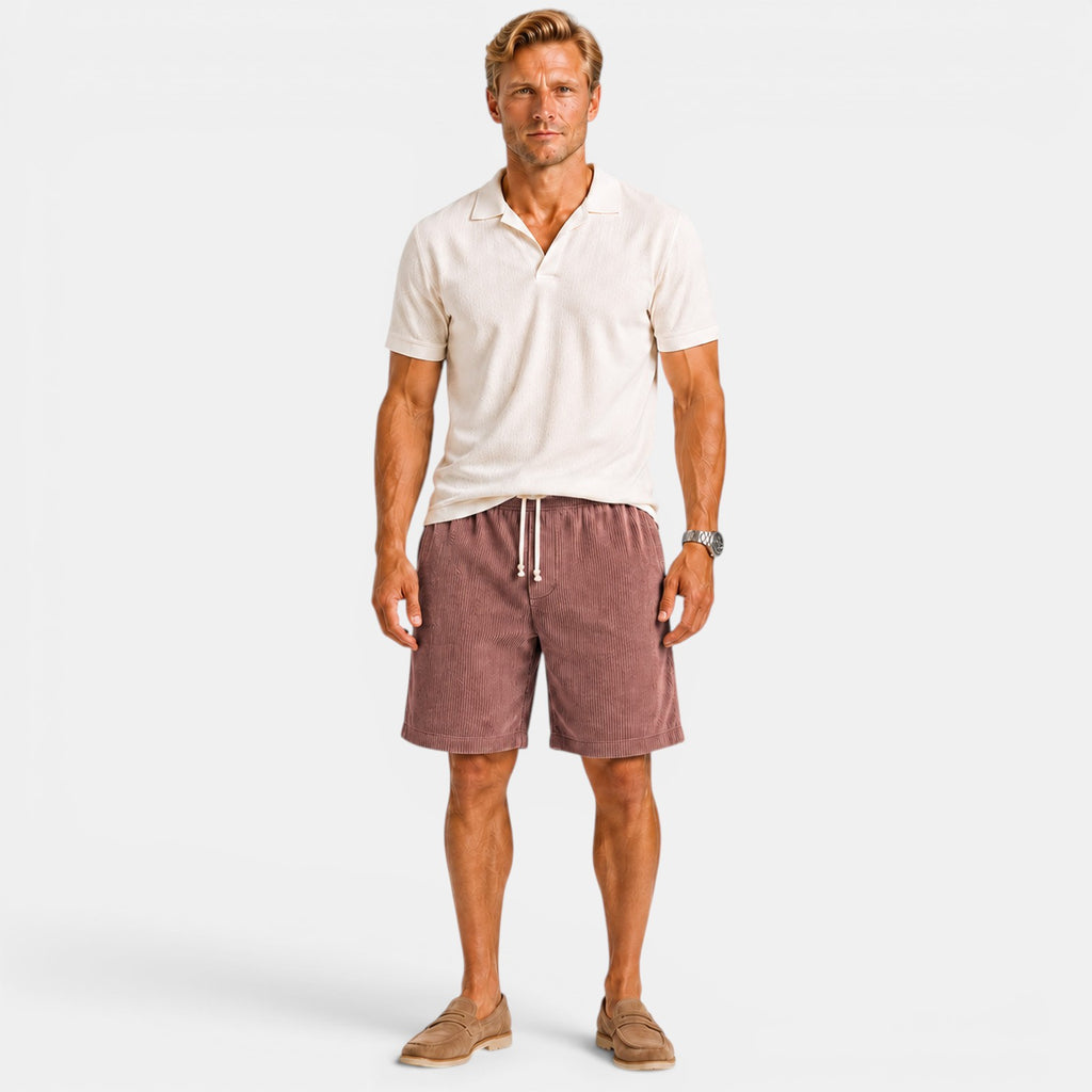 Monvaline | Men's Corduroy Drawstring Shorts for Summer Comfort