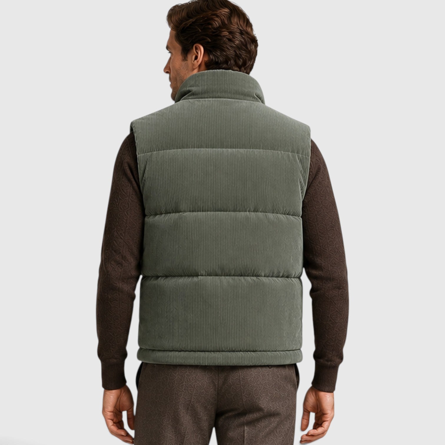 Monvaline | Men's Corduroy Puffer Gilet – Fleece Lined Zip-Up Bodywarmer