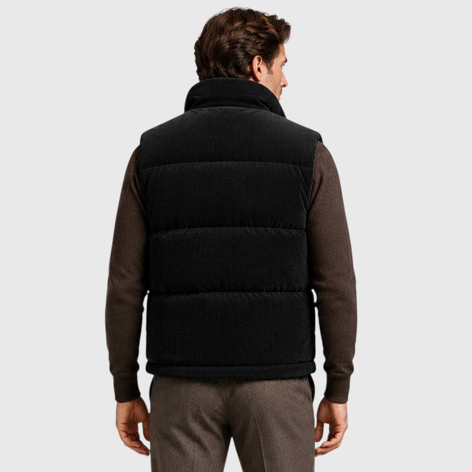 Monvaline | Men's Corduroy Puffer Gilet – Fleece Lined Zip-Up Bodywarmer