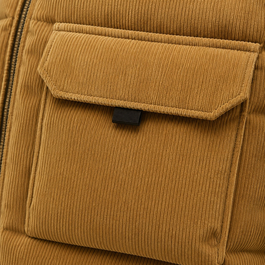 Monvaline | Men's Corduroy Puffer Gilet – Fleece Lined Zip-Up Bodywarmer
