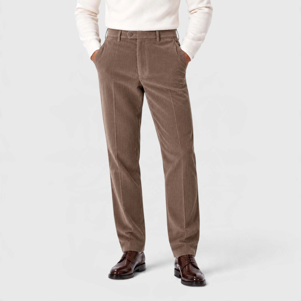 Monvaline | Men's Corduroy Trousers Classic Flat Front