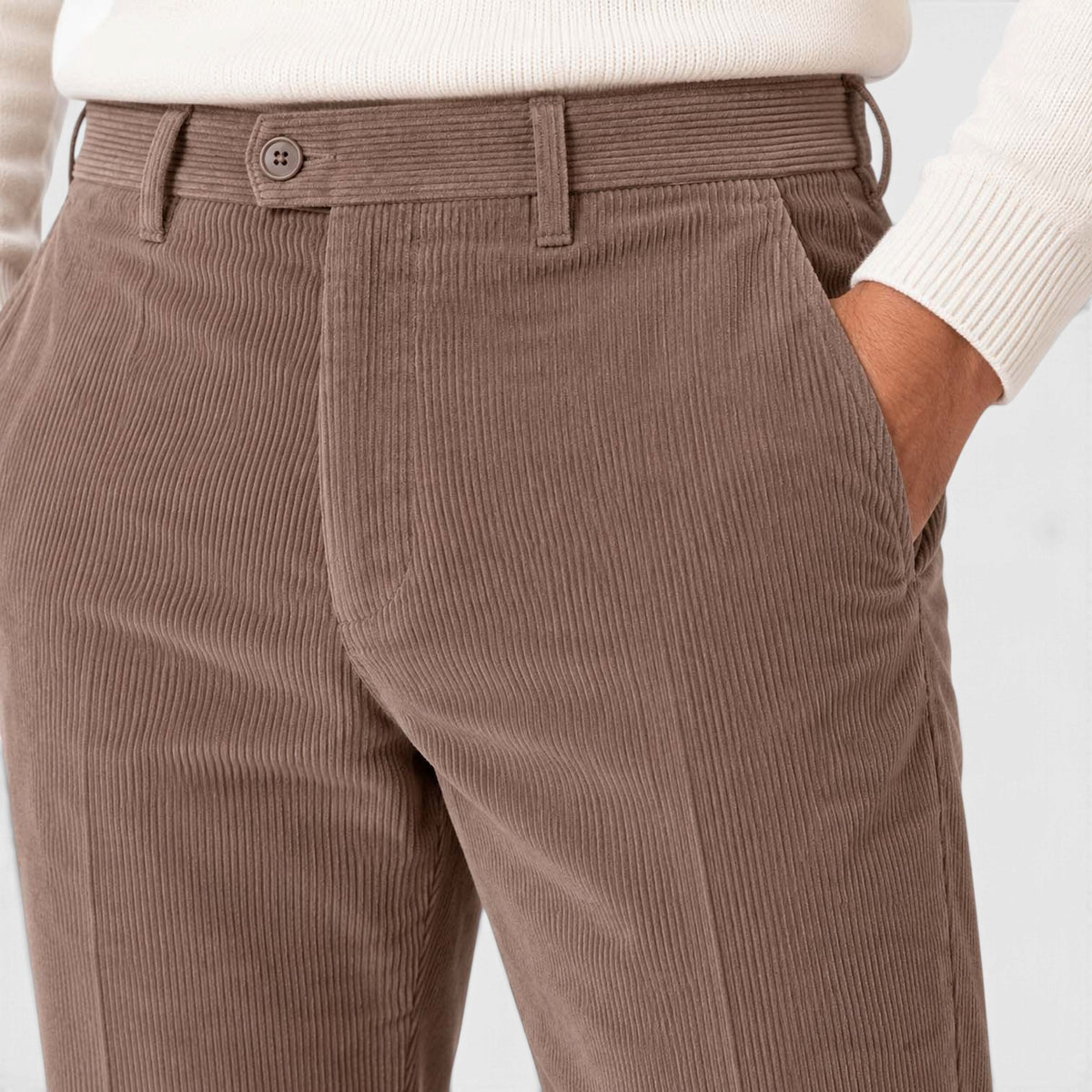 Monvaline | Men's Corduroy Trousers Classic Flat Front