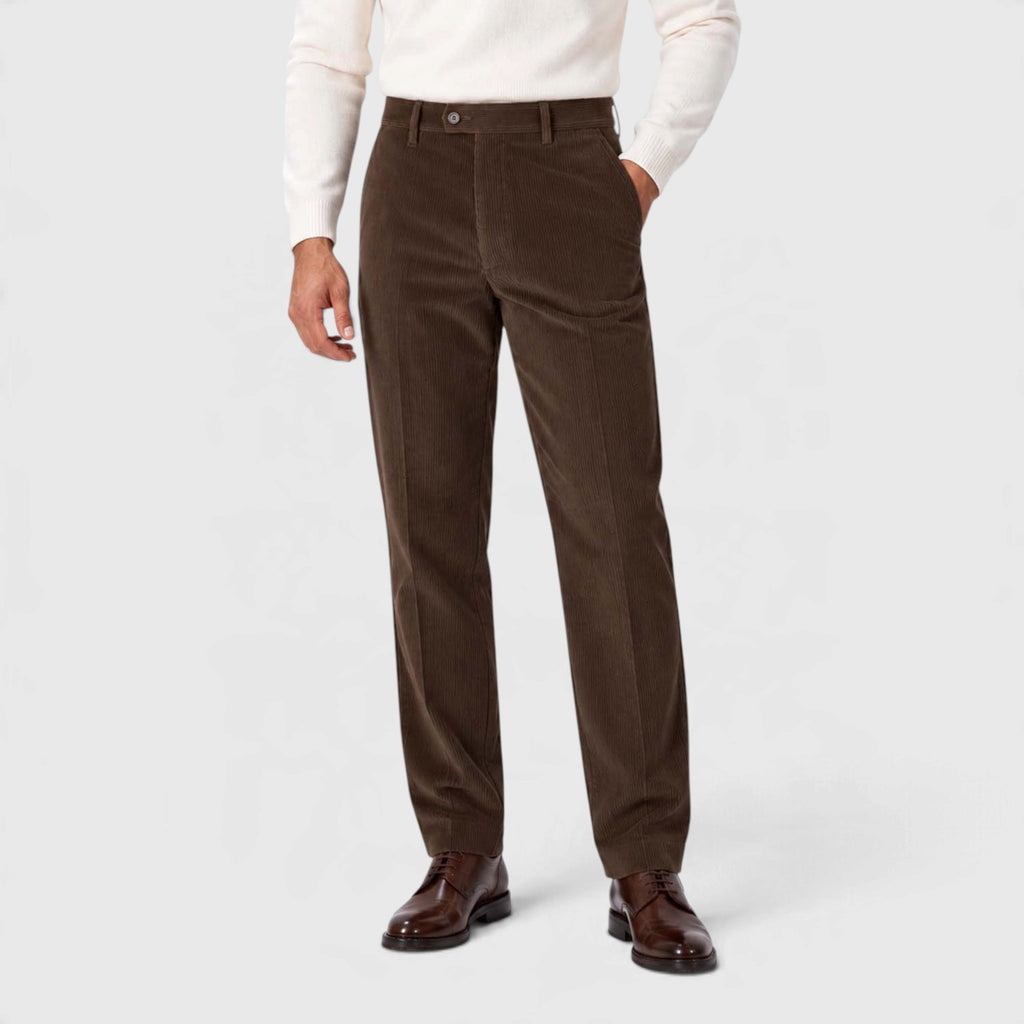 Monvaline | Men's Corduroy Trousers Classic Flat Front