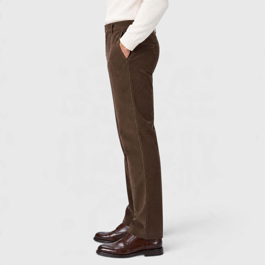 Monvaline | Men's Corduroy Trousers Classic Flat Front