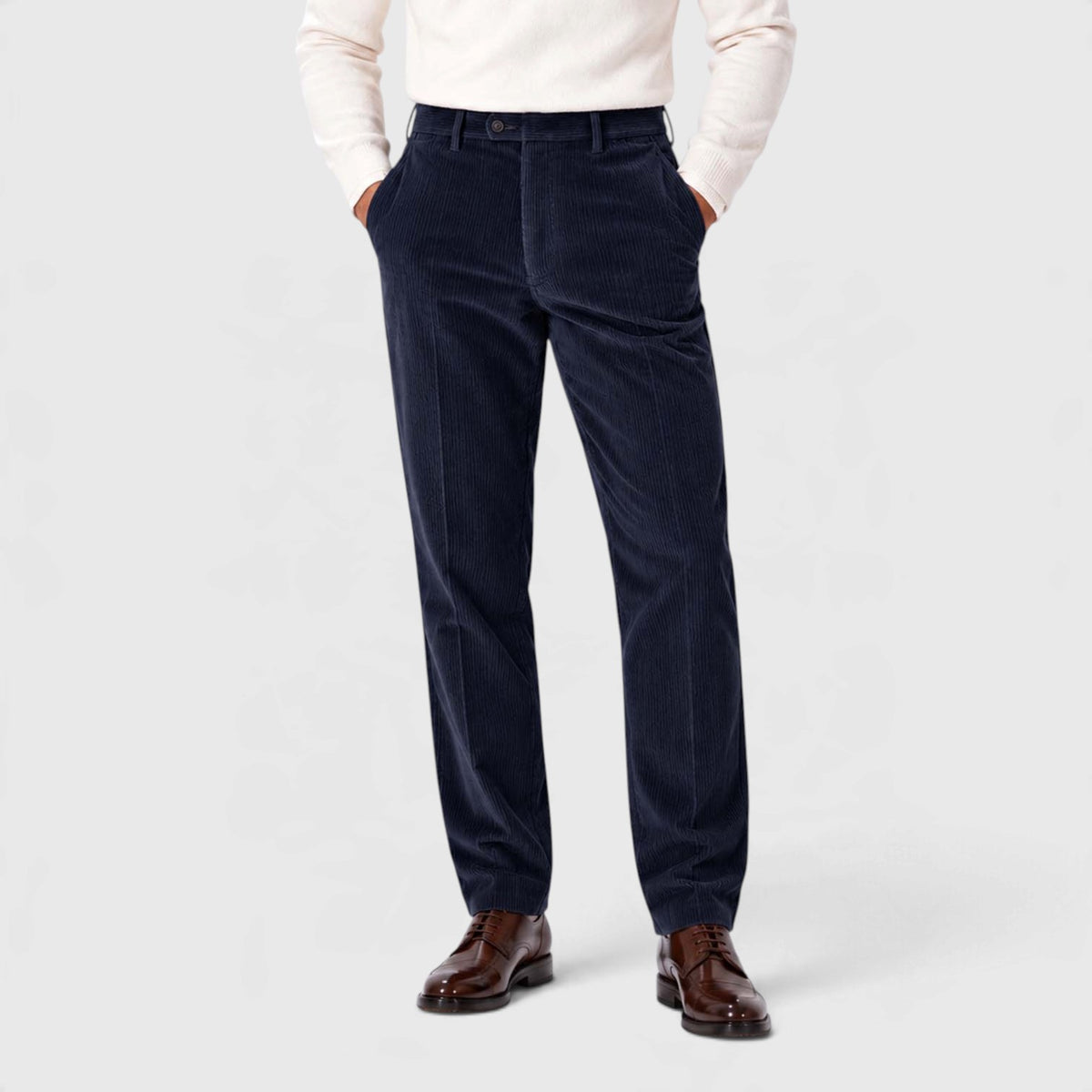 Monvaline | Men's Corduroy Trousers Classic Flat Front