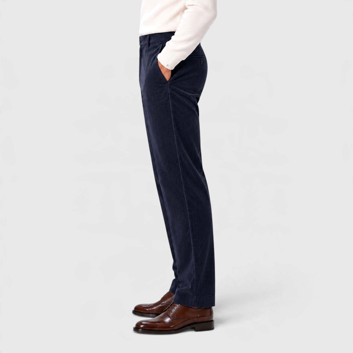 Monvaline | Men's Corduroy Trousers Classic Flat Front