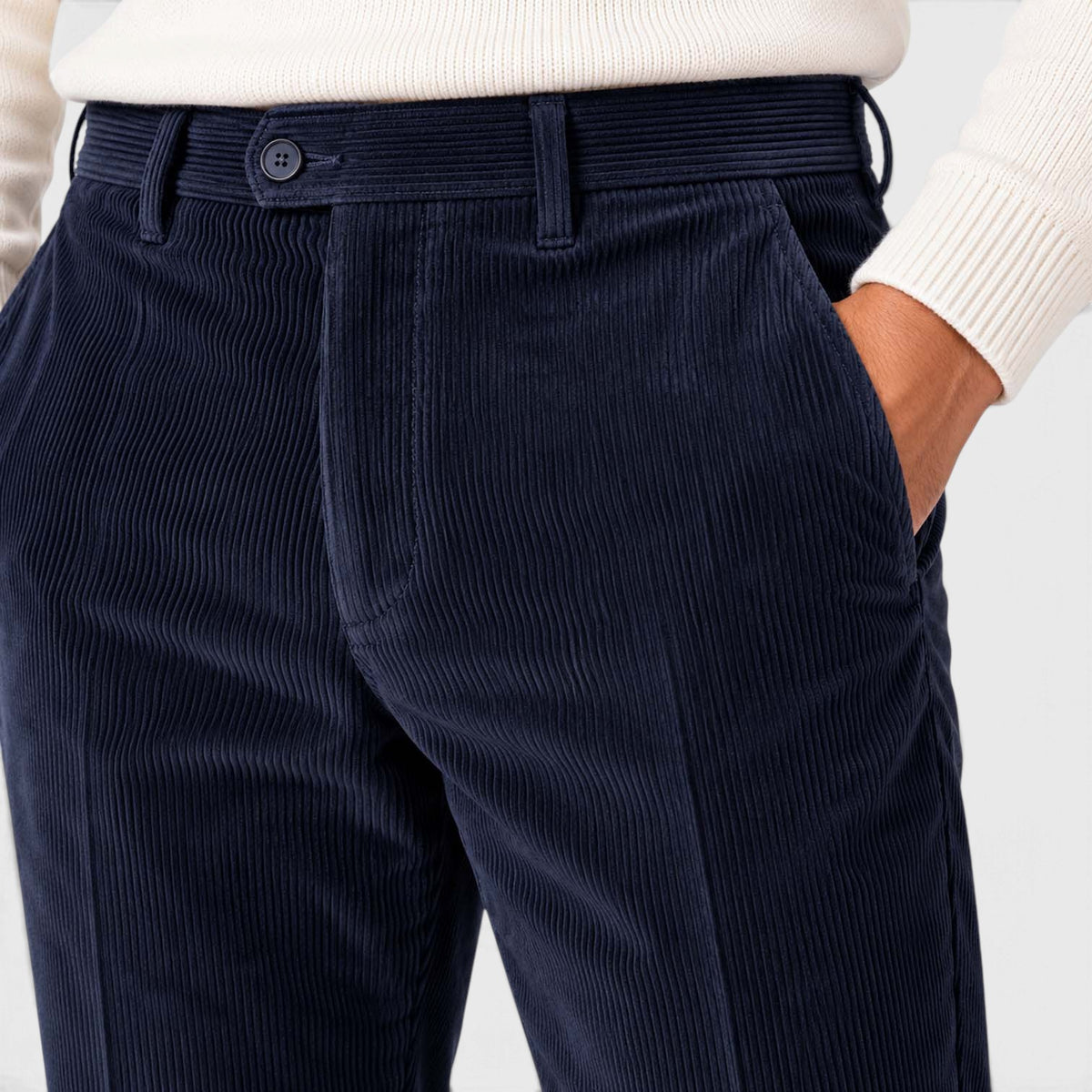 Monvaline | Men's Corduroy Trousers Classic Flat Front