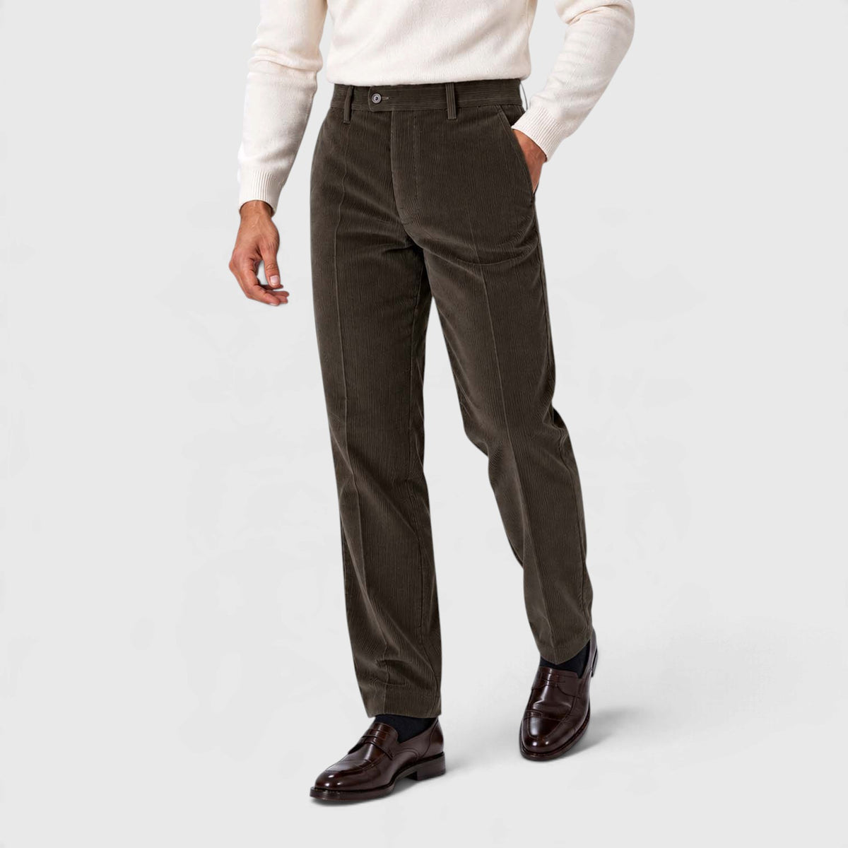 Monvaline | Men's Corduroy Trousers Classic Flat Front